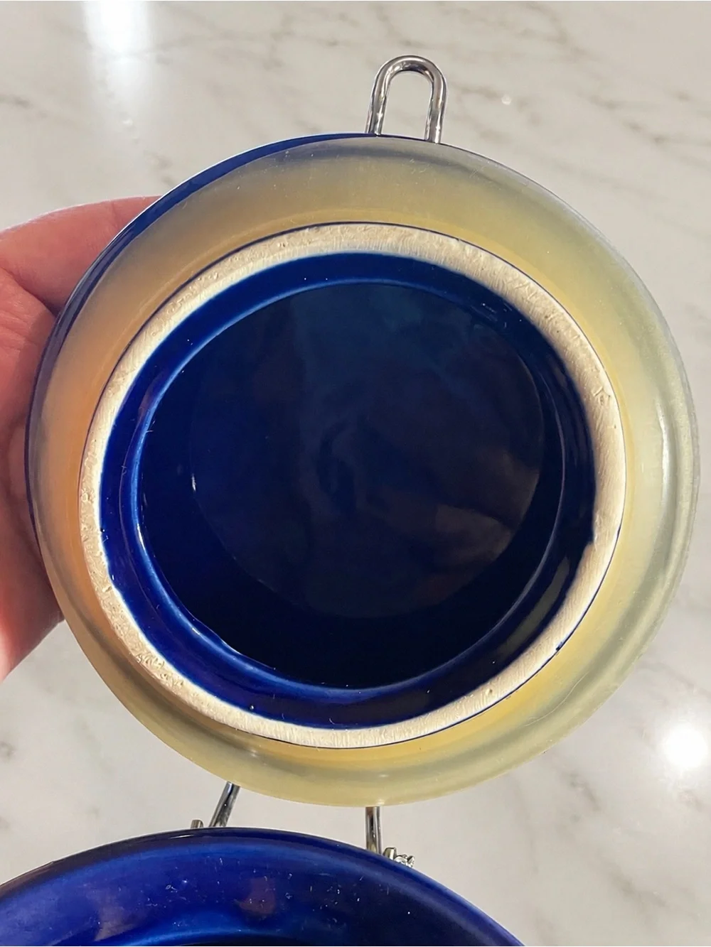 Cobalt Blue Ceramic Clamp Lid Canister Kitchen Storage Jar